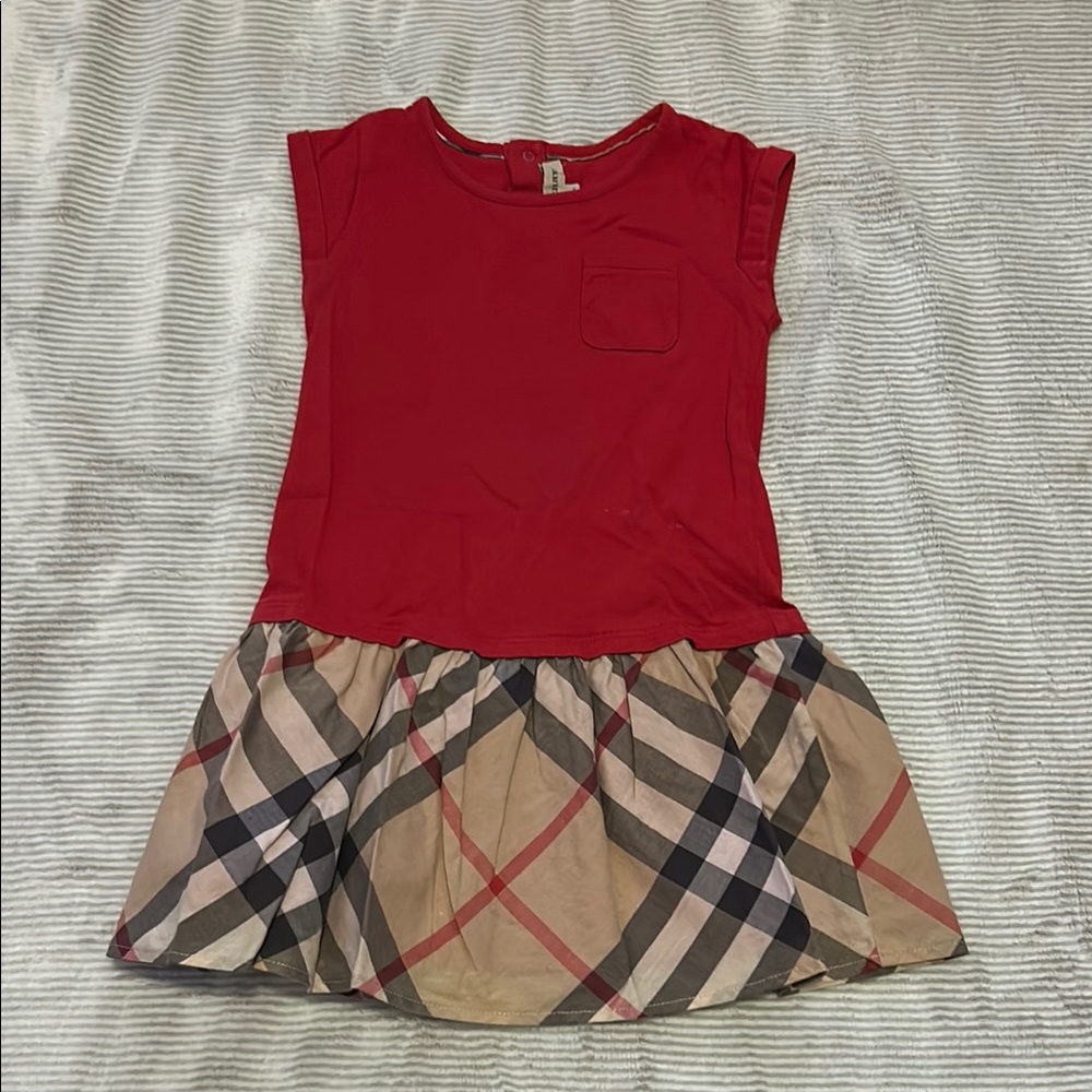 Kids Burberry 3Y Red and Plaid Dress